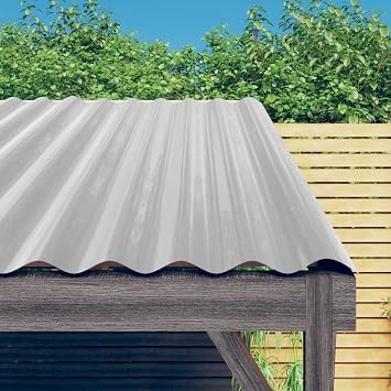 12 pcs Roof Panels Galvanized Steel, Metal Roofing Panels for Pergola, Gazebo, Shed, Silver 23.6"x14.2",-689