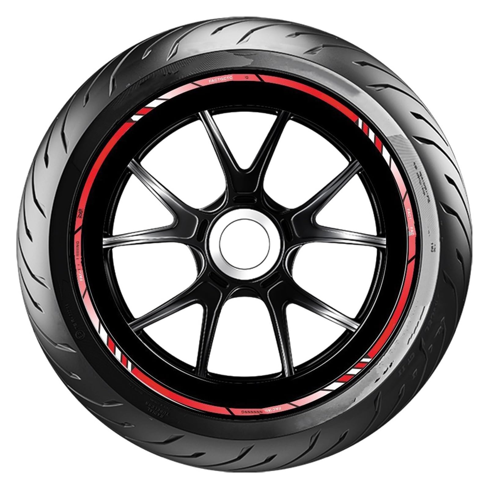 Autocollant pour roue de moto premium rouge haute brillance pour jantes haut de gamme