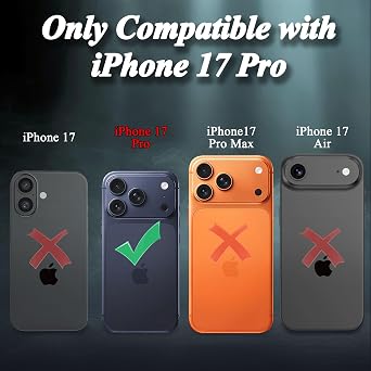 Compatible with iPhone 17 Pro Case, with Belt Clip Holster Heavy Duty Rugged Shockproof Magnetic Wireless Charging Full Body Protection Kickstand Cover for iPhone 17 Pro Phone(Black)