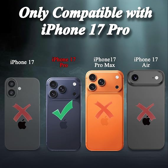 Compatible with iPhone 17 Pro Case, with Belt Clip Holster Heavy Duty Rugged Shockproof Magnetic Wireless Charging Full Body Protection Kickstand Cover for iPhone 17 Pro Phone(Black)