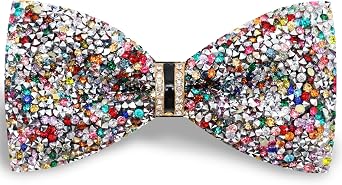 Rhinestone Bow Ties for Men, Adjustable Pre-tied Mens Bow Tie Sparkle Sequin Bowtie for Party Prom Banquet Wedding