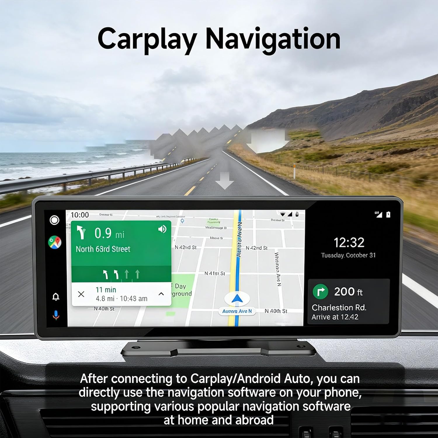 Car Stereo, 10.26 Inch Touch Screen Car Audio Bluetooth MP5 Navigation Mirror Link FM AUX
