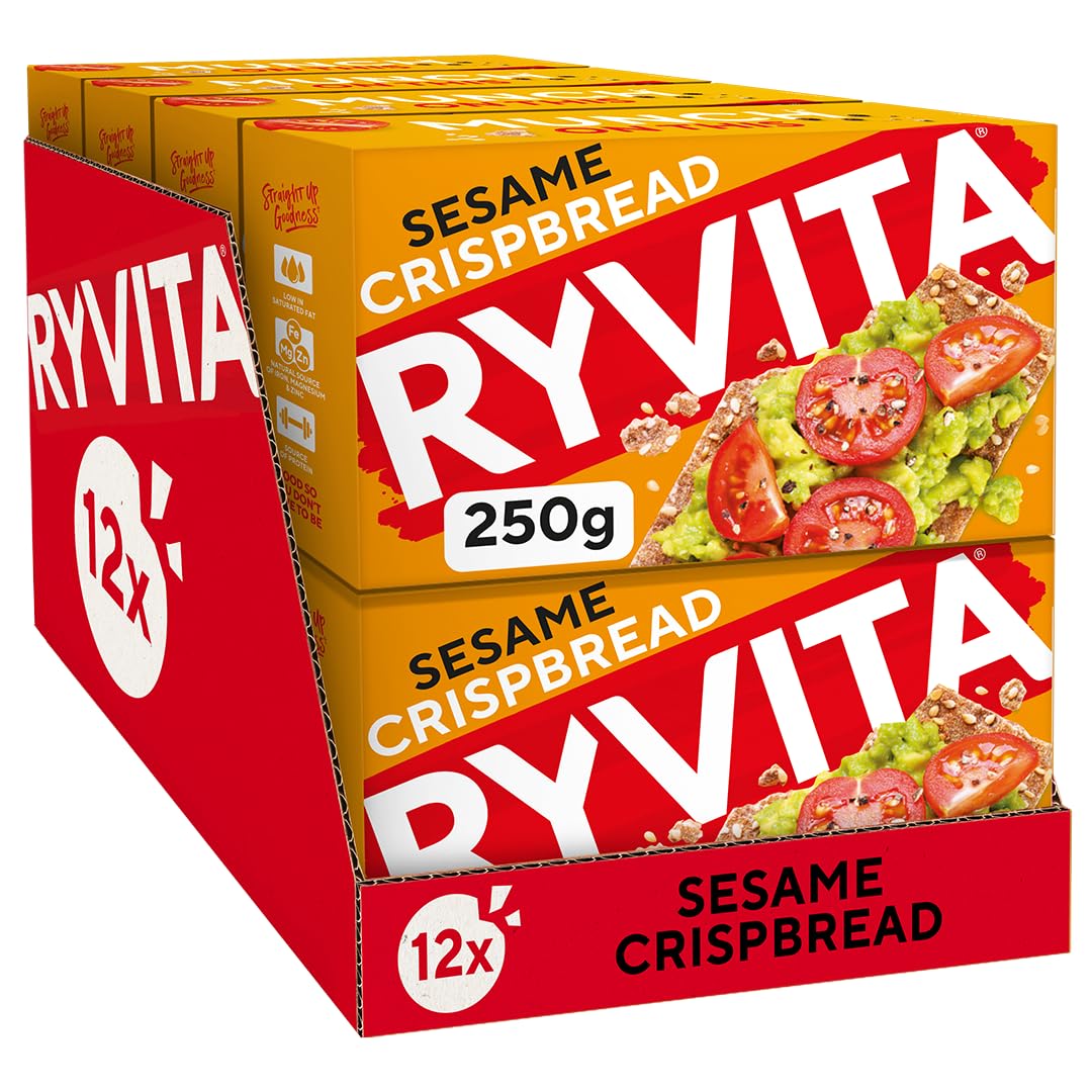 Ryvita Sesame Crispbread | Healthy Snack | High in Fibre | 12 PACKS of 250g