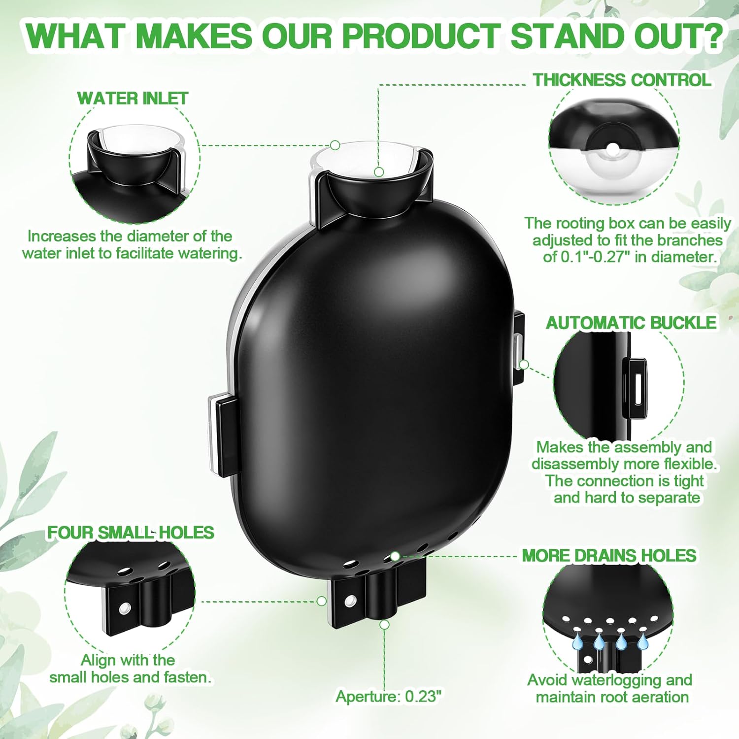 AceOrbit 20 Pack Air Layering Propagation Kit with Drain Holes - Half Transparent Tree Root Plant Growing Box with Metal Core Twist Ties Reusable High Pressure Grafting Ball for Fast Propagation Roots