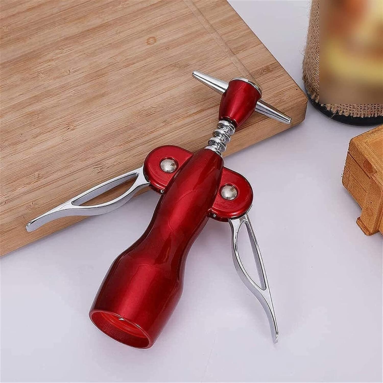 Korkenzieher, Kellner-Korkenzieher, Kork- und Bierdeckel-Flaschenöffner-Entferner, verwendet in der Küche, hochwertige manuelle Korkenzieher for alle Weine, sicherer, ergonomischer Flügel