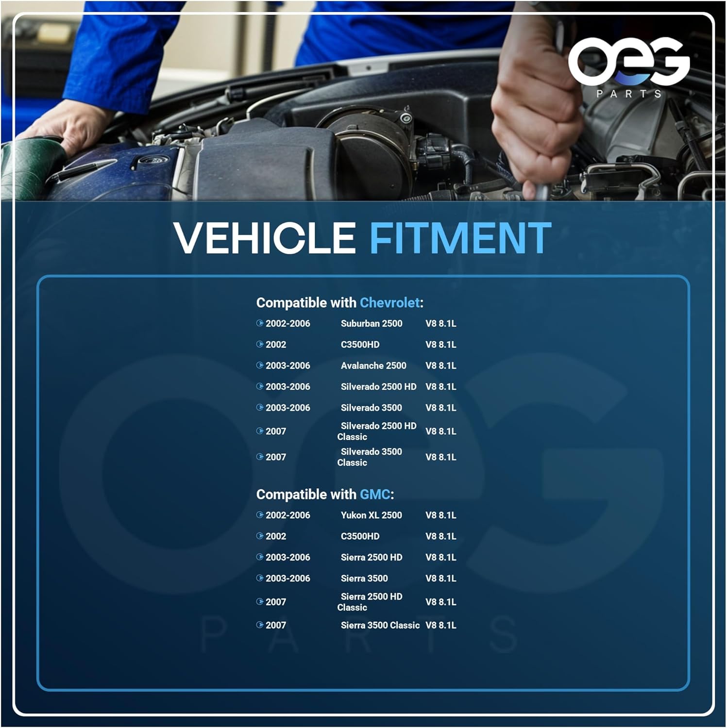 OEG Parts New Starter Compatible with Chevrolet Silverado 2500 HD, 3500 8.1L 2003-2006, C3500HD 8.1L 2002; Compatible with GMC Yukon XL 2500 8.1L 2002-06 12567709 12576163 336-1788 410-52082