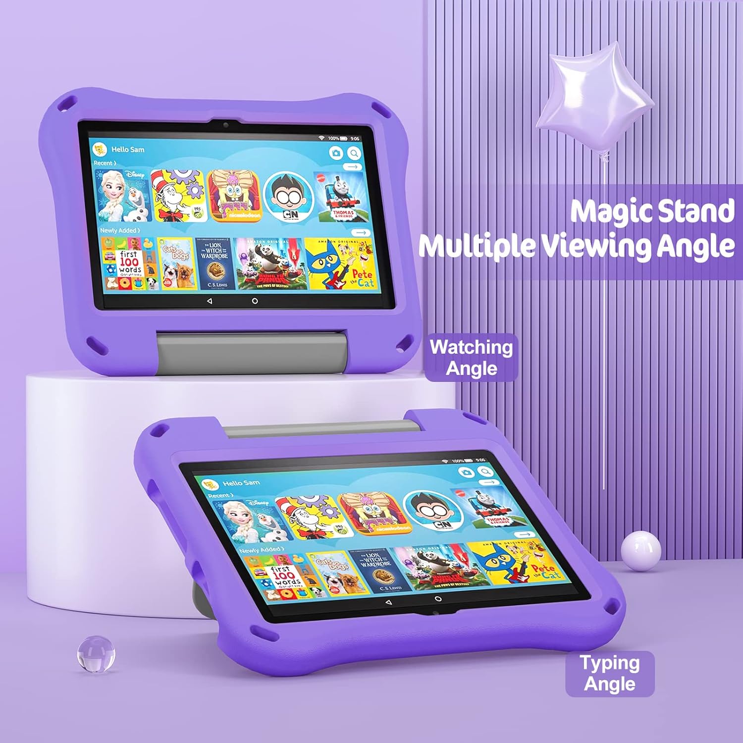 8 inch Tablet Case for Kids,Compatible 2024/2022 Tablet 8 Case,Not for iPad/Samsung/Onn/Andriod Tab - Auorld All-New Lightweit Shockproof EVA Case Cover with Handle Stand for 2022 8 inch Tablet-Purple