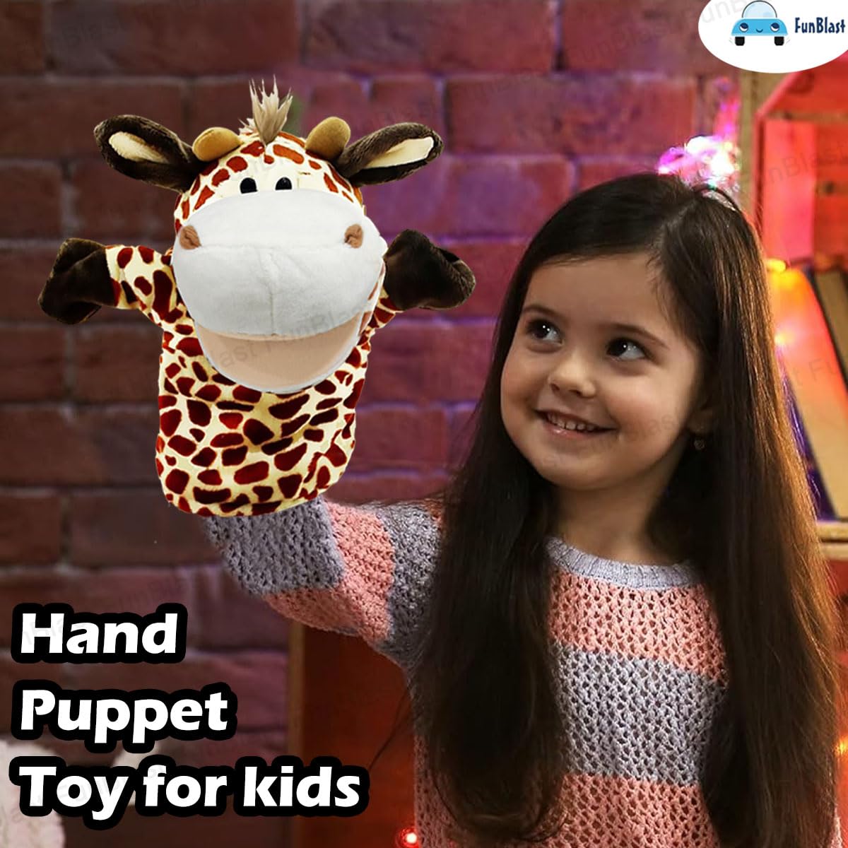FunBlast Animals Hand Puppets for Kids – Plush Hand Puppet with Movable Open Mouth, Soft Hand Puppets for Kids, Story Telling Puppet for Kid, Fun Play Learning Toys (Giraffe) 3