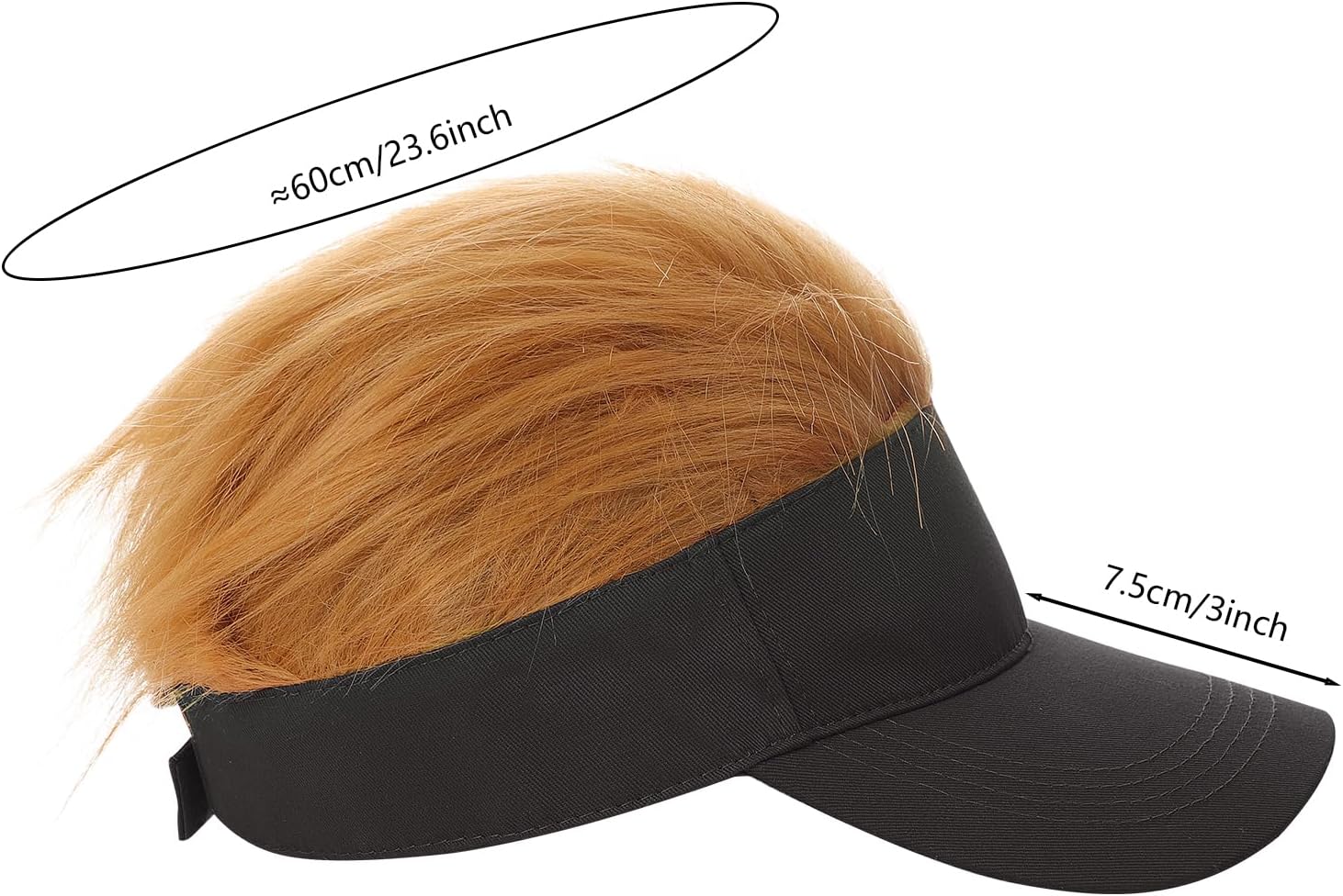 Wig Visor Hat for Men Women Fake Hair Sun Visor Cap Novelty Baseball Wig Caps Adjustable Sun Hat for Cosplay Costume