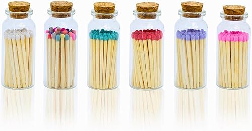 Chandler Studio Little Match Bottles - Botella de boda con parte inferior de golpeador, tarro decorativo de vidrio con corcho (individual)