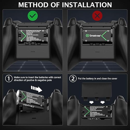 Miniatura 5 de Smatree Batería recargable compatible con Xbox Series XSXbox OneXbox One SXbox One XXbox One Elite Wireless Controller, paquete de 3 baterías con