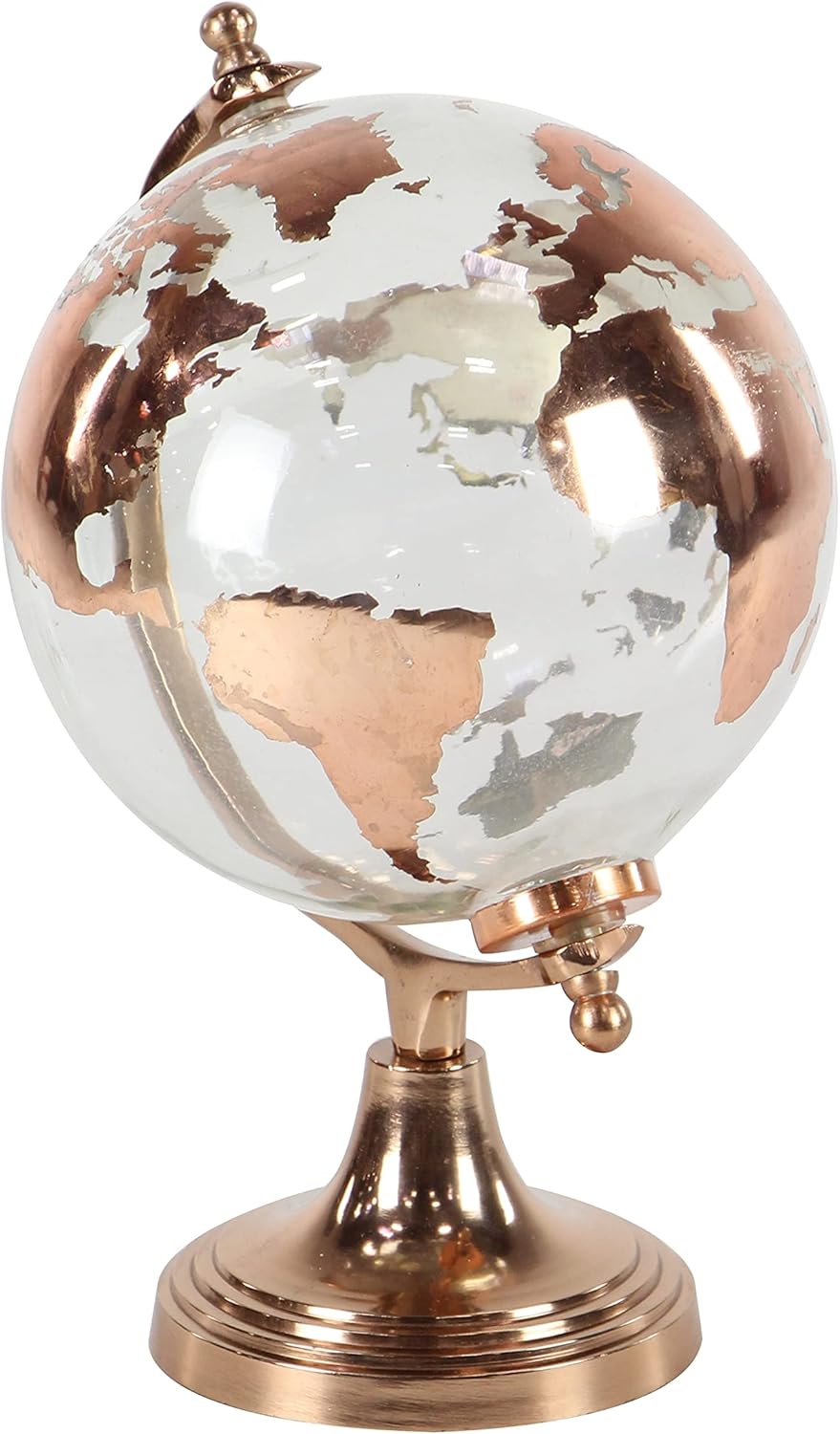 Deco 79 Aluminum Globe with Tiered Base, 9" x 8" x 13", Copper