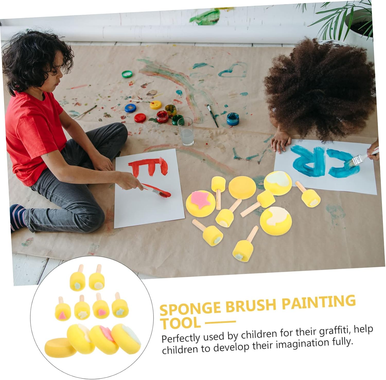 OSALADI 10pcs Boys and Girls Painting Art Set Paint Sponges for Boys and Girls Sponge Painting Brush Stamper