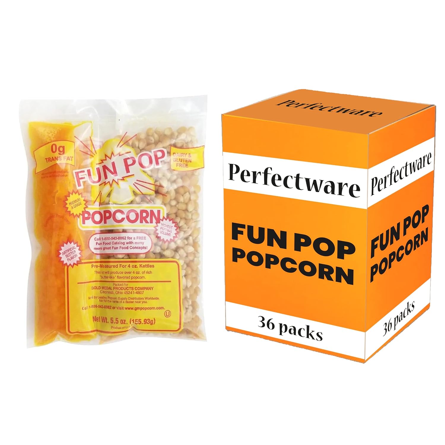 Perfectware 8oz Popcorn Portion Packs- Case of 36 Packs