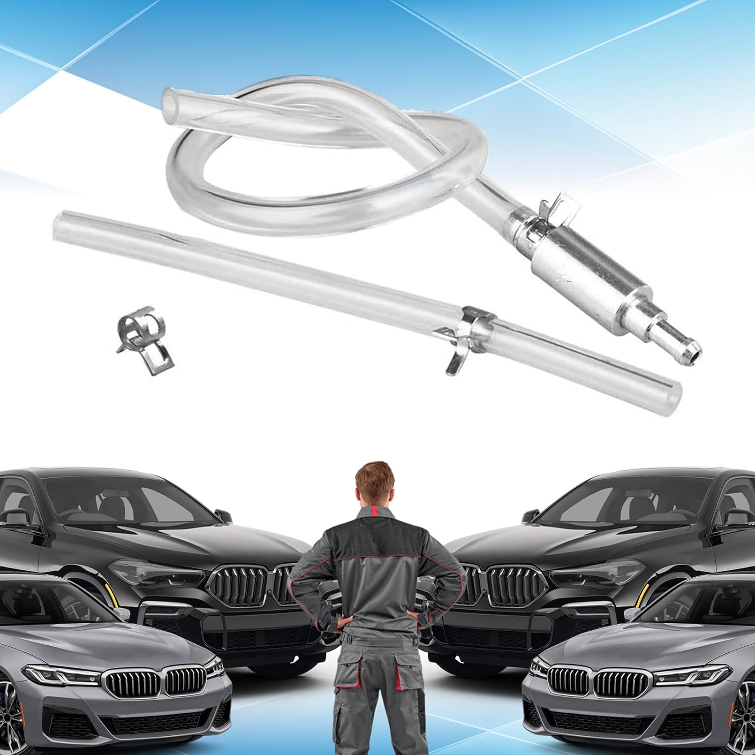Brake Fluid Bleeder Kit with Tube & Clamp, One Way Check Valve Bleeding Tool for Brake Bleeding & Hydraulic Clutch Systems, Universal Clutch Bleeding Hose Replacement for Motorcycle