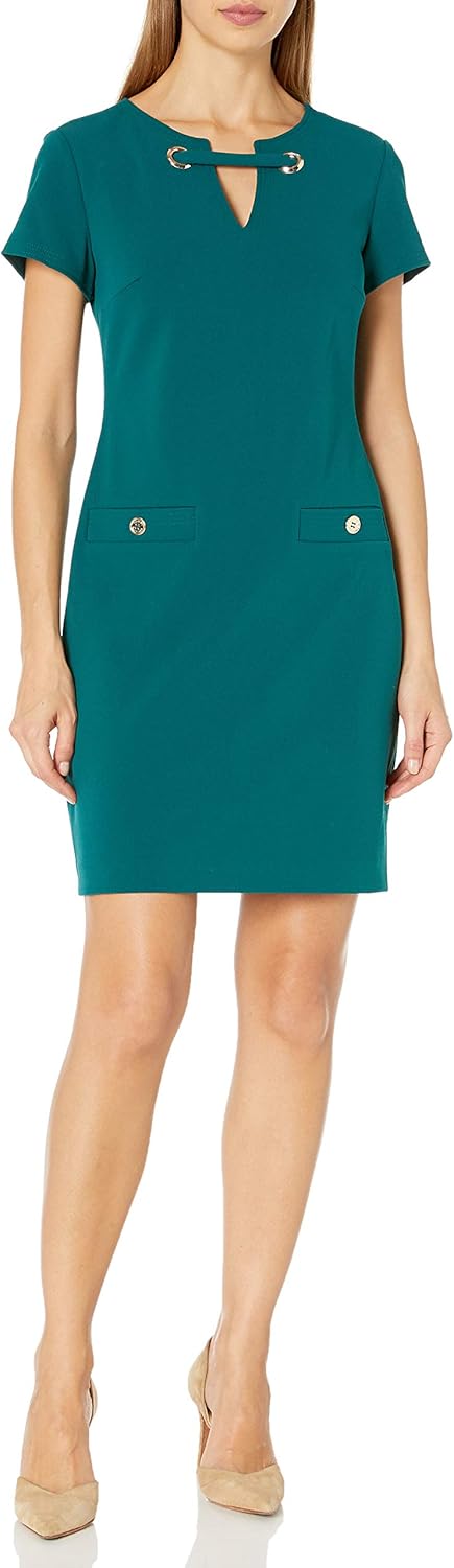 Tommy Hilfiger Women's Classic Scuba Crepe Two Pocket Dress 2 Forest