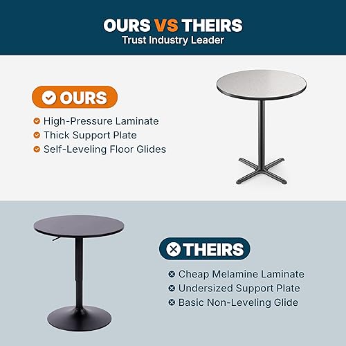 Miniatura 6 de OEF Furnishings Mesa de café – Base en X, 42 pulgadas de altura, parte superior redonda de 36 pulgadas, nebulosa gris/marco negro – Mesa de bistró