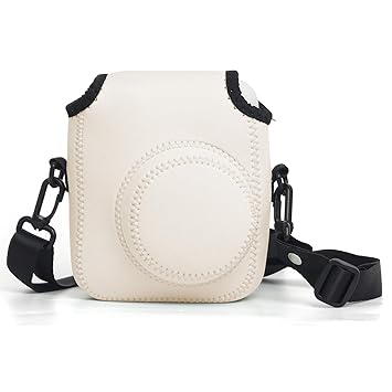 ZIKKON Soft Fuji-Film Instant Insta-x Mini 12 Camera Case Bag with Padded Inner Lining, Waterproof Neoprene Surface, and Shoulder Carrying Strap - White