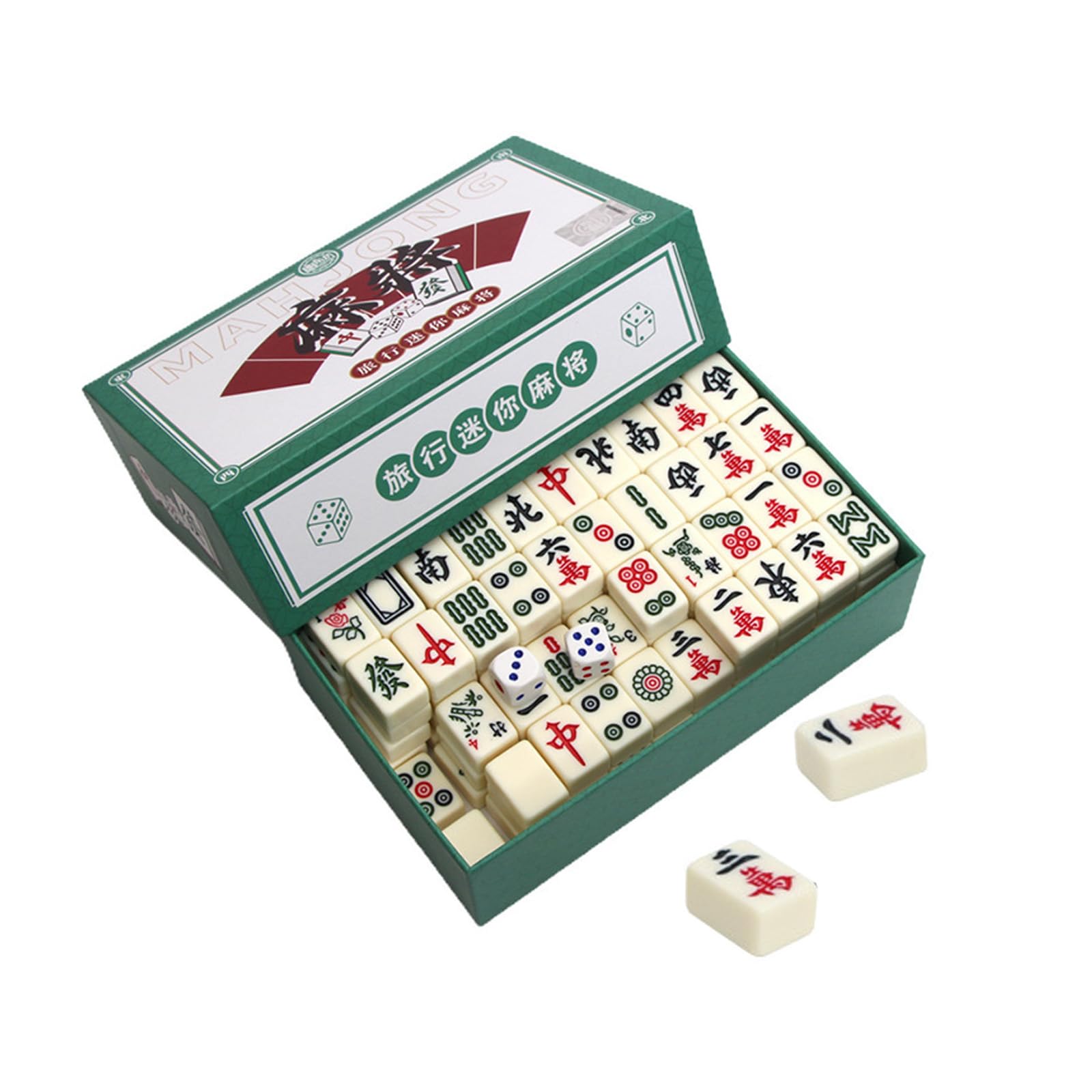 Mini Mahjong Set, Mahjong Set Portable with 2 Dice, Mini mahjong, Mahjong Set Portable, Mahjong Travel Set, 144 Tiles Mahjong Set Portable, Solid Structure Mahjong Game Set for Family Leisure Time Tra
