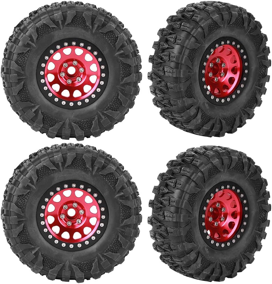 RC Tires, Durable Rubber Crawler Design Metal Hex Wheel Hubs 2.2-Inch 4pcs Set for 1:10 Scale On Road Racing Cars Off-Road Enthusiasts