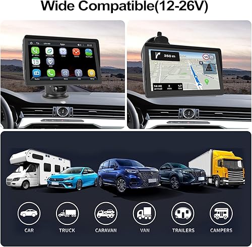 Miniatura 7 de Camecho Carplay inalámbrico y Android Auto, reproductor multimedia automático de pantalla táctil de 7 pulgadas, estéreo para automóvil con enlace de