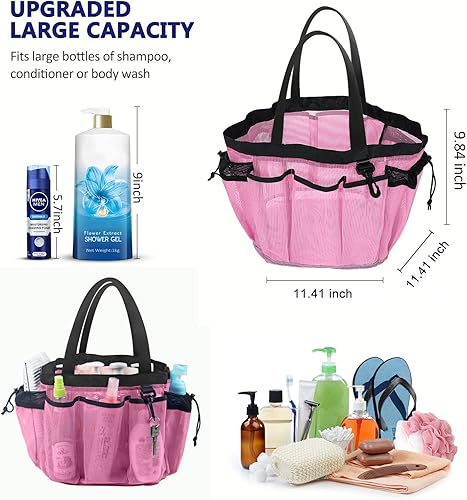 Miniatura 6 de Moyad Organizador de ducha de malla grande, bolsa de playa para colgar, organizador de ducha portátil, organizador de ducha, accesorios de