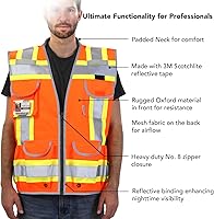 Vista 36 de Dib Safety - Chaleco reflectante amarillo de malla, chaleco de alta visibilidad con bolsillos y cremallera, clase 2 ANSI de alta resistencia, hecho