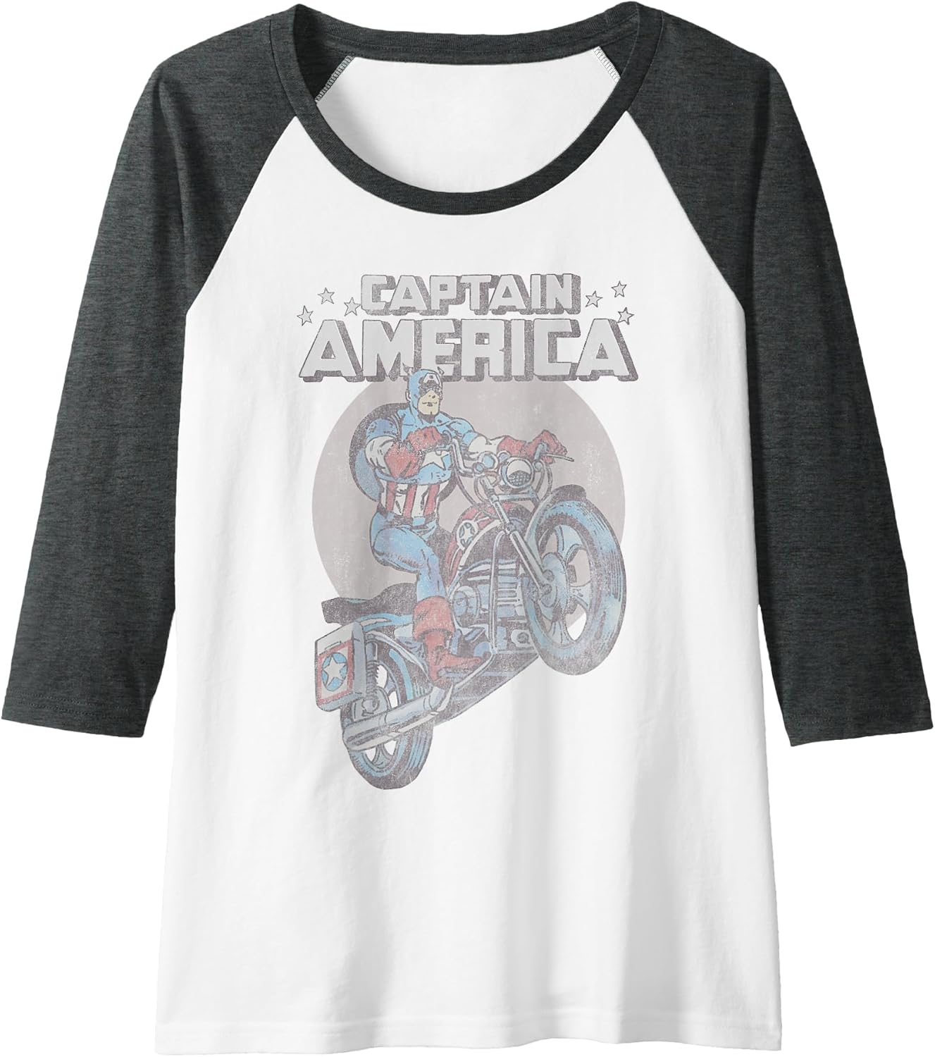 Marvel Avengers Captain America Motorcycle Portrait Raglan Baseball Tee