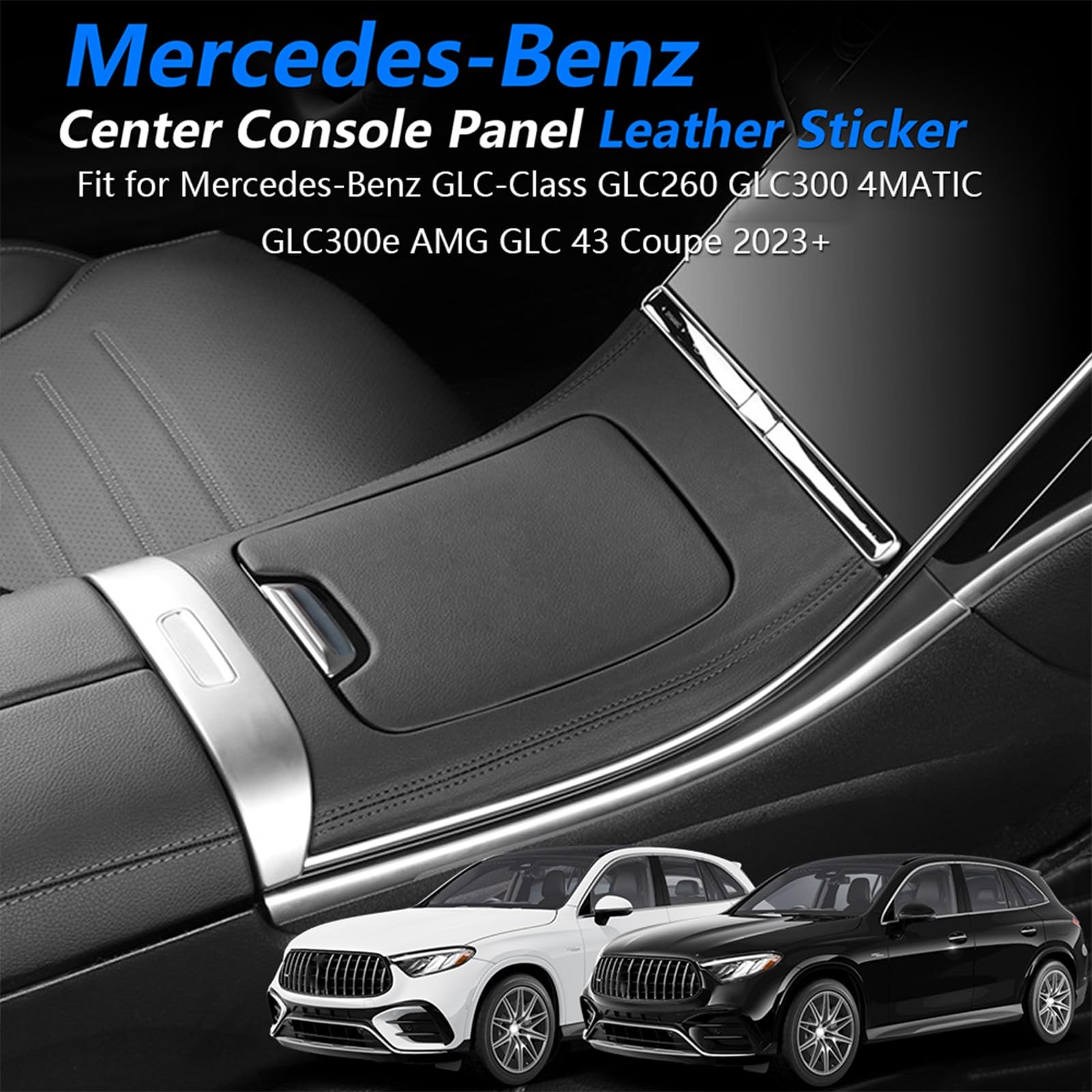 Osłona na konsolę środkową, skóra, flokowana, twarda obudowa, zestaw do Mercedes-Benz GLC X254 GLC260 GLC300 GLC300e GLC43 AMG 2023 2024, akcesoria do dekoracji wnętrz