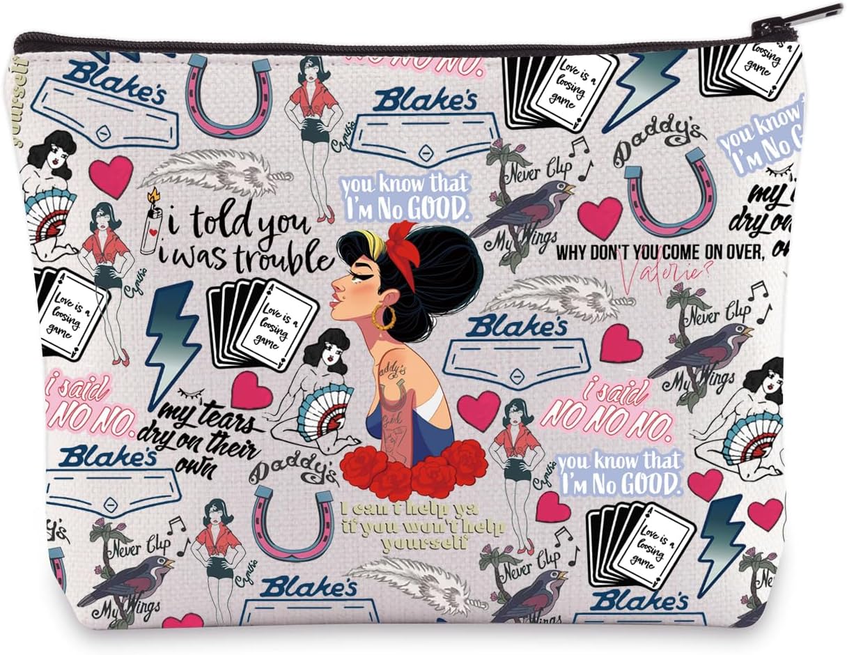 BWWKTOP Singer Song Cosmetic Makeup Bag Singer Album Inspired Gift I Told You I Was Trouble Zipper Pouch Bag Singer Musical Merch (I Told You BG)