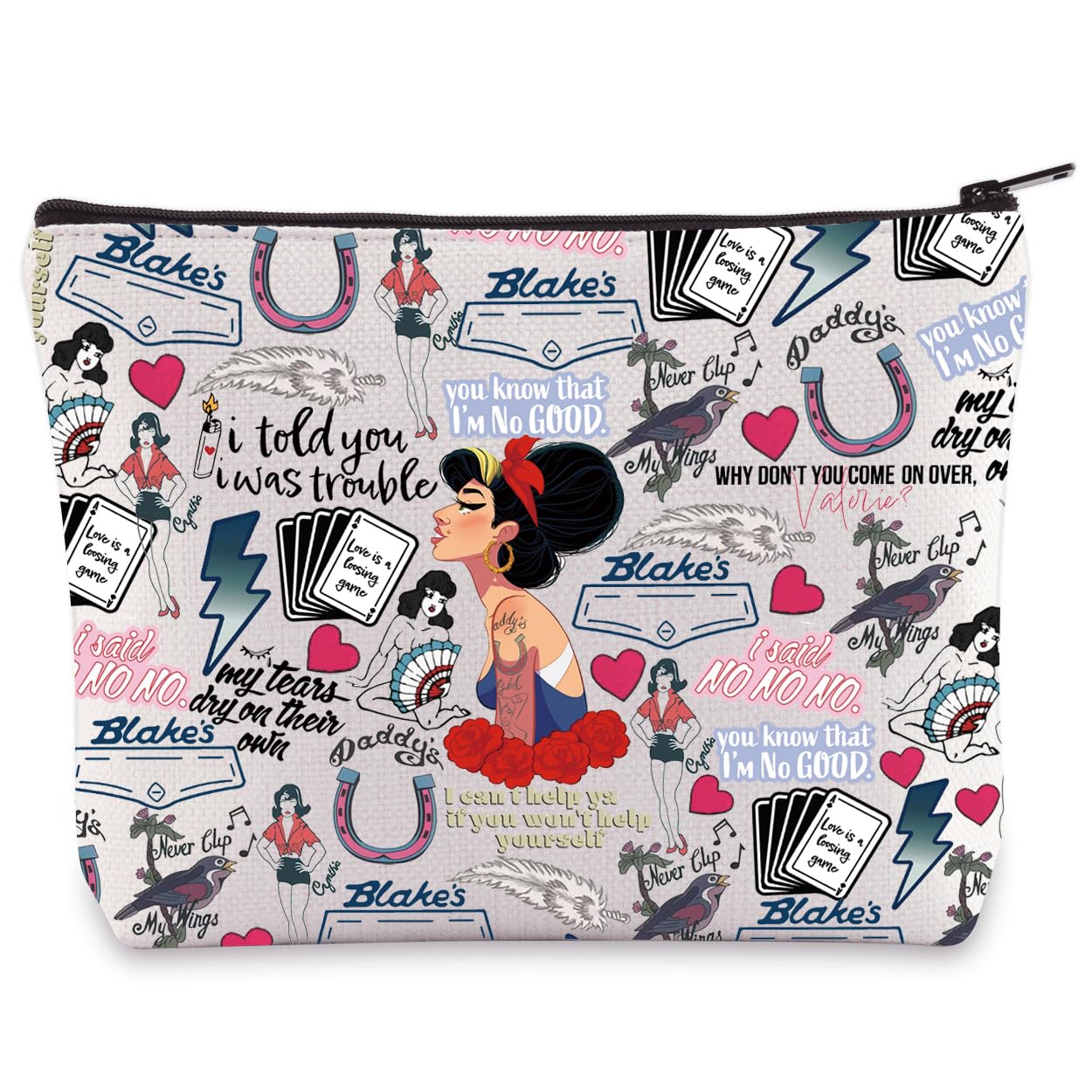WZMPA Singer Song Cosmetic Makeup Bag Singer Album Inspired Gift I Told You I was Trouble Zipper Pouch Bag Singer Musical Merch (I Told You I was Trouble)