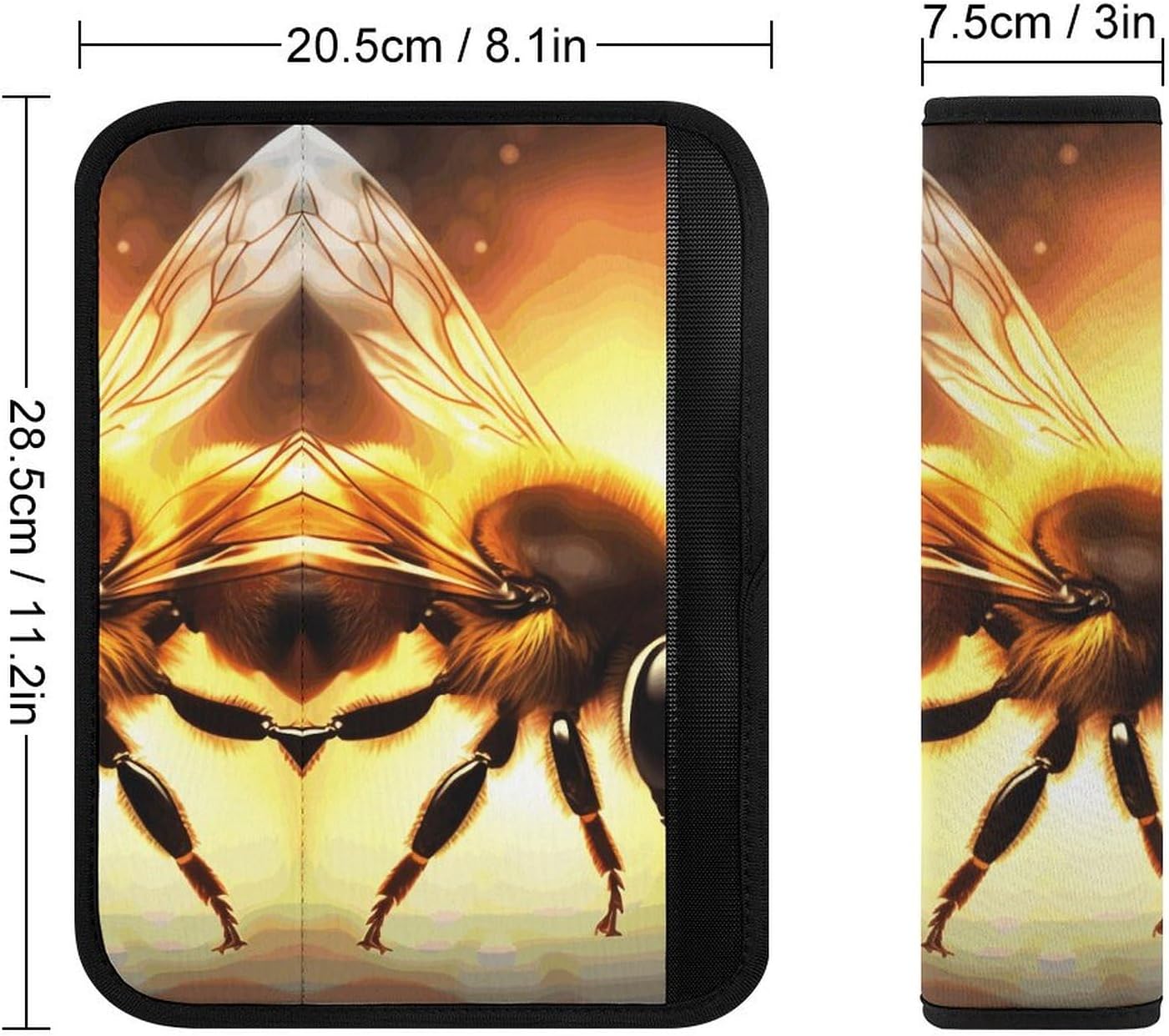 2 PCS Super Soft Car Seat Belt Pad, Cute Cartoon Bee Printed Waterproof Sweat-Absorbing Seat Belt Covers Backpack Shoulder Pad for All Car Seats Baby Strollers
