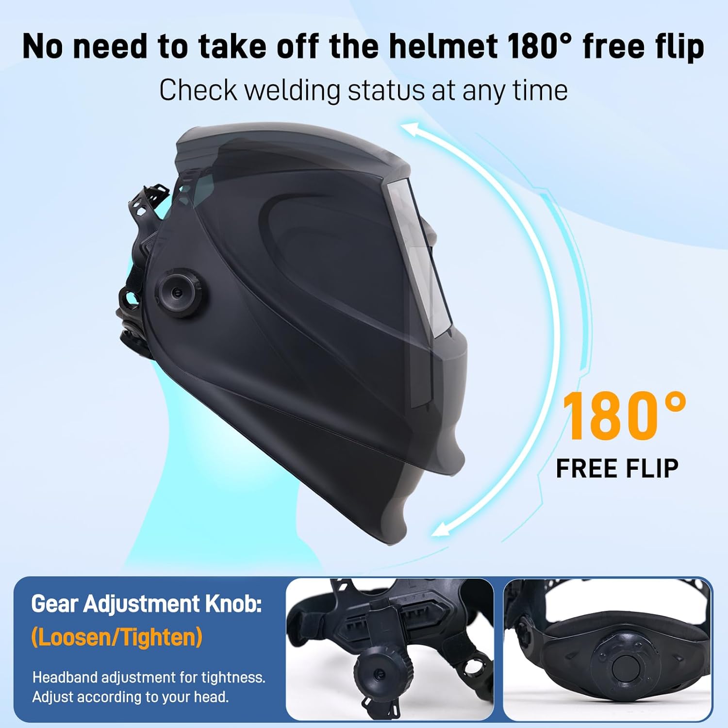 Laser Safety Helmet Welding Helmet 4.13”X3.35” Welding Hood Auto Darkening Protective Mask True Color 4 Sensors Dual Power Supply Wide Shade 4/5-8/9-13 for Laser Welding Cleaning
