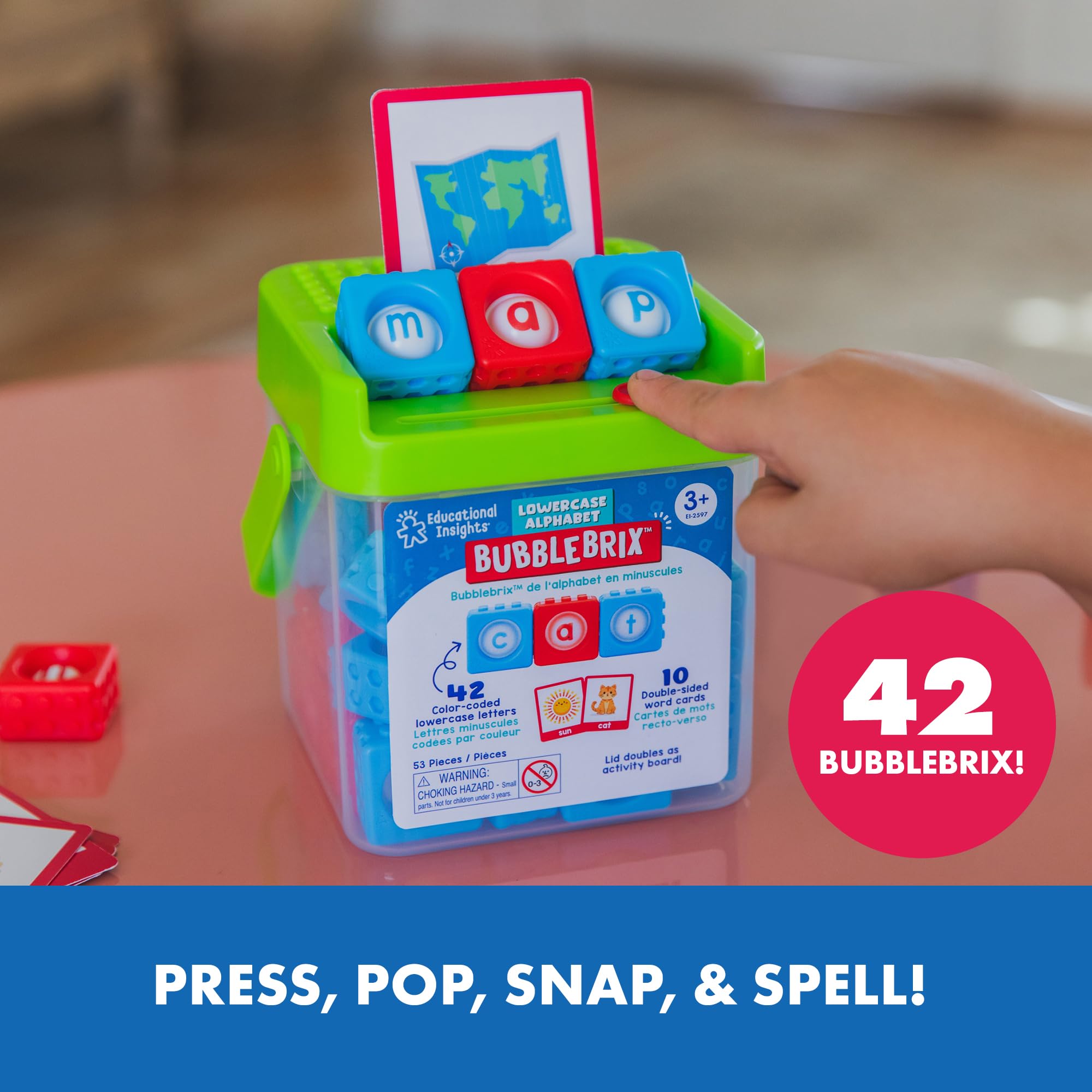 Learning Resources Lowercase Alphabet BubbleBrix, ABC learning for Toddlers Preschool Spelling Toy, Phonics Flash Cards - Image 4