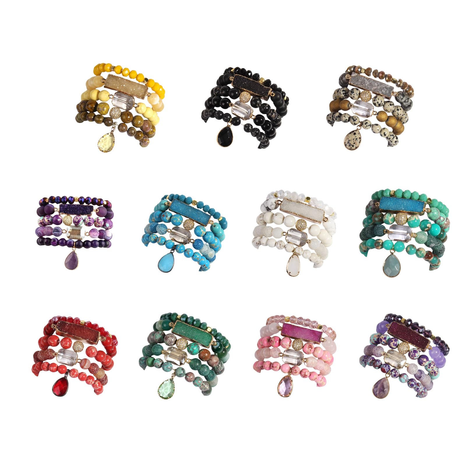 WZGWDC Gioielli Fatti a Mano Bracciale con Perline Fascino Regolabile Pietra Artistica