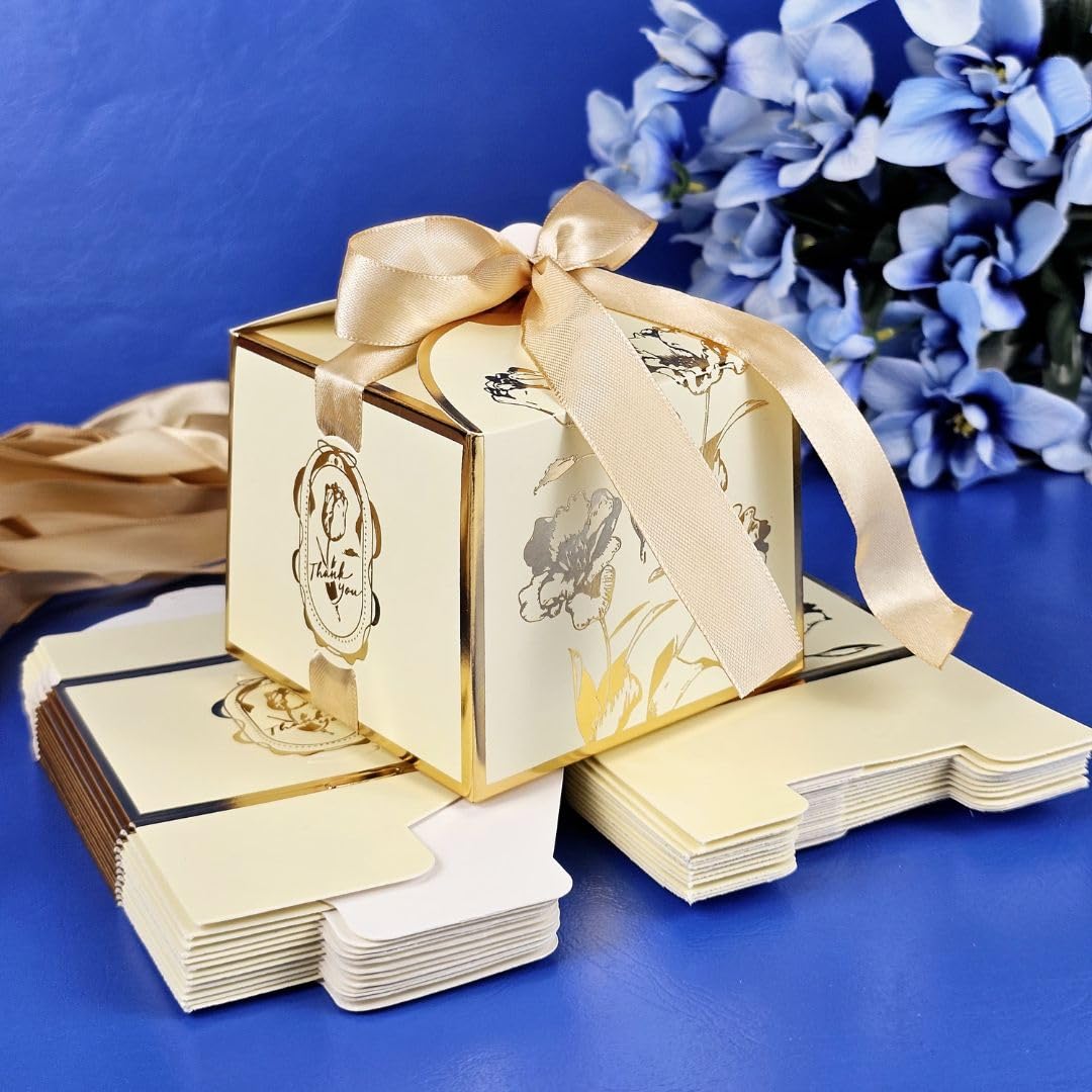 SATYAM KRAFT 12 Pcs Square Shape Decorative Folding Storage Box With Ribbon for Return Gift,Deepawali, Birthday, Gifts Box, Diwali Gift, Occasions, Perfect for Packing Chocolate, Dry Fruits (Pack of 12) (Cream) (B0D6GKZTNK) Amazon Price History, Amazon Price Tracker