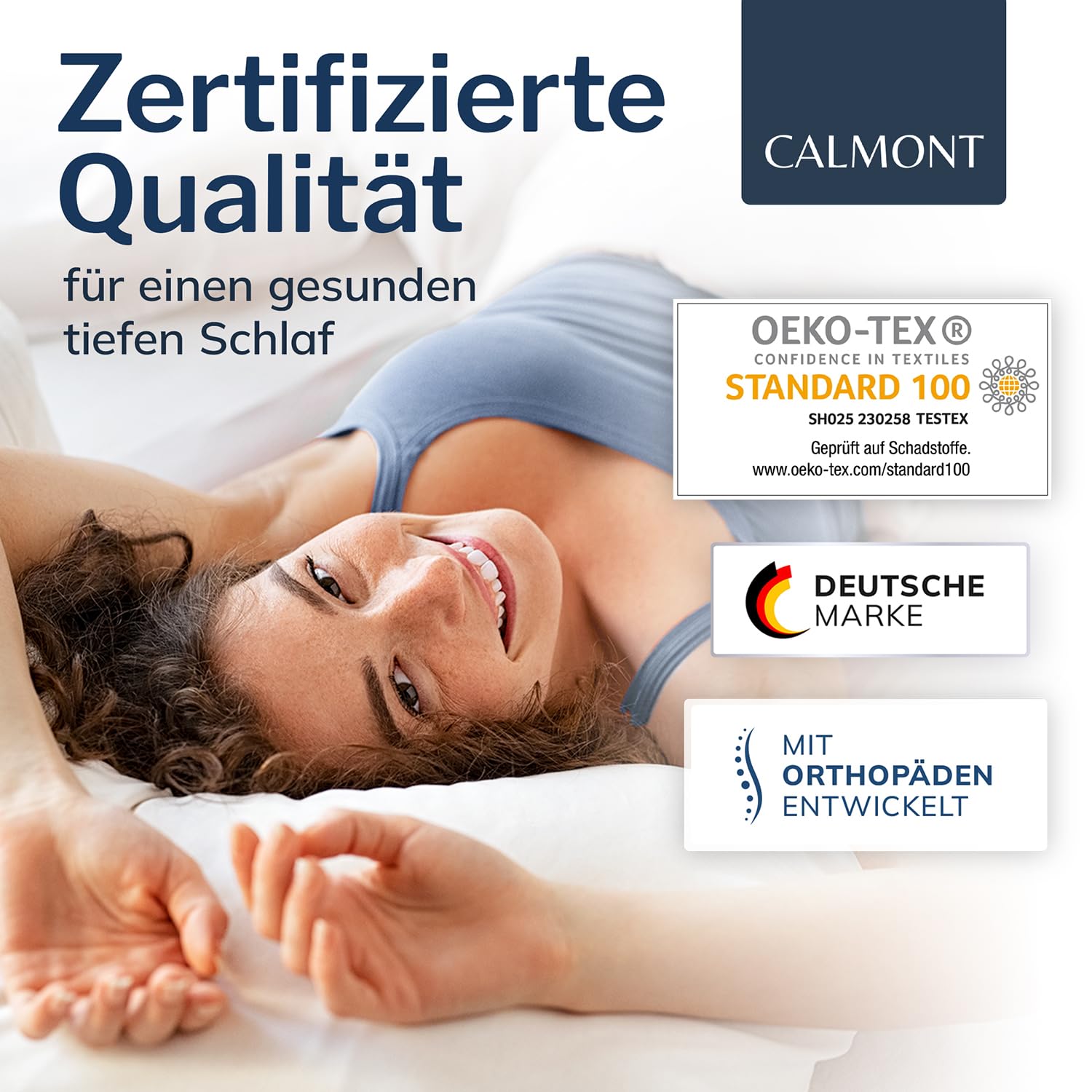 CALMONT - Orthopädisches Kissen für alle Schlaftypen I Nackenstützkissen für erholsamen Schlaf I Memory Foam Kissen für ideale Anpassung I Kopfkissen Nackenschmerzen ergonomisches Kopfkissen (Weiß)