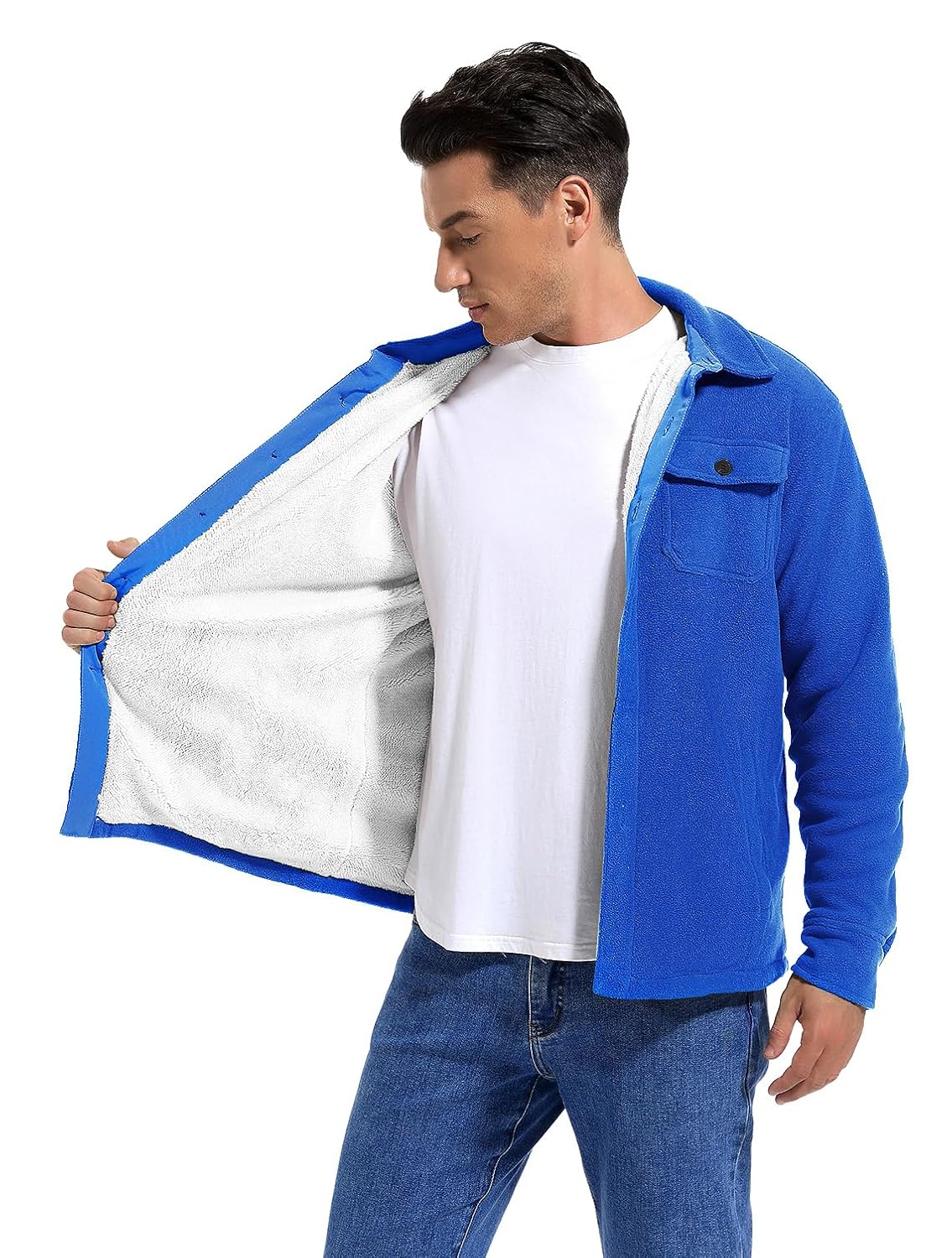 Puhope Jaqueta masculina de lã polar com forro de sherpa quente para homens, jaqueta grossa de botões com vários bolsos em promoção! Veja a oferta e mais achadinhos de Jaquetas & Casacos 4 Hoje é o melhor dia para comprar Puhope Jaqueta masculina de lã polar com forro de sherpa quente para homens, jaqueta grossa de botões com vários bolsos com aquele preço maroto! Promoção! Aproveite a oferta! 4