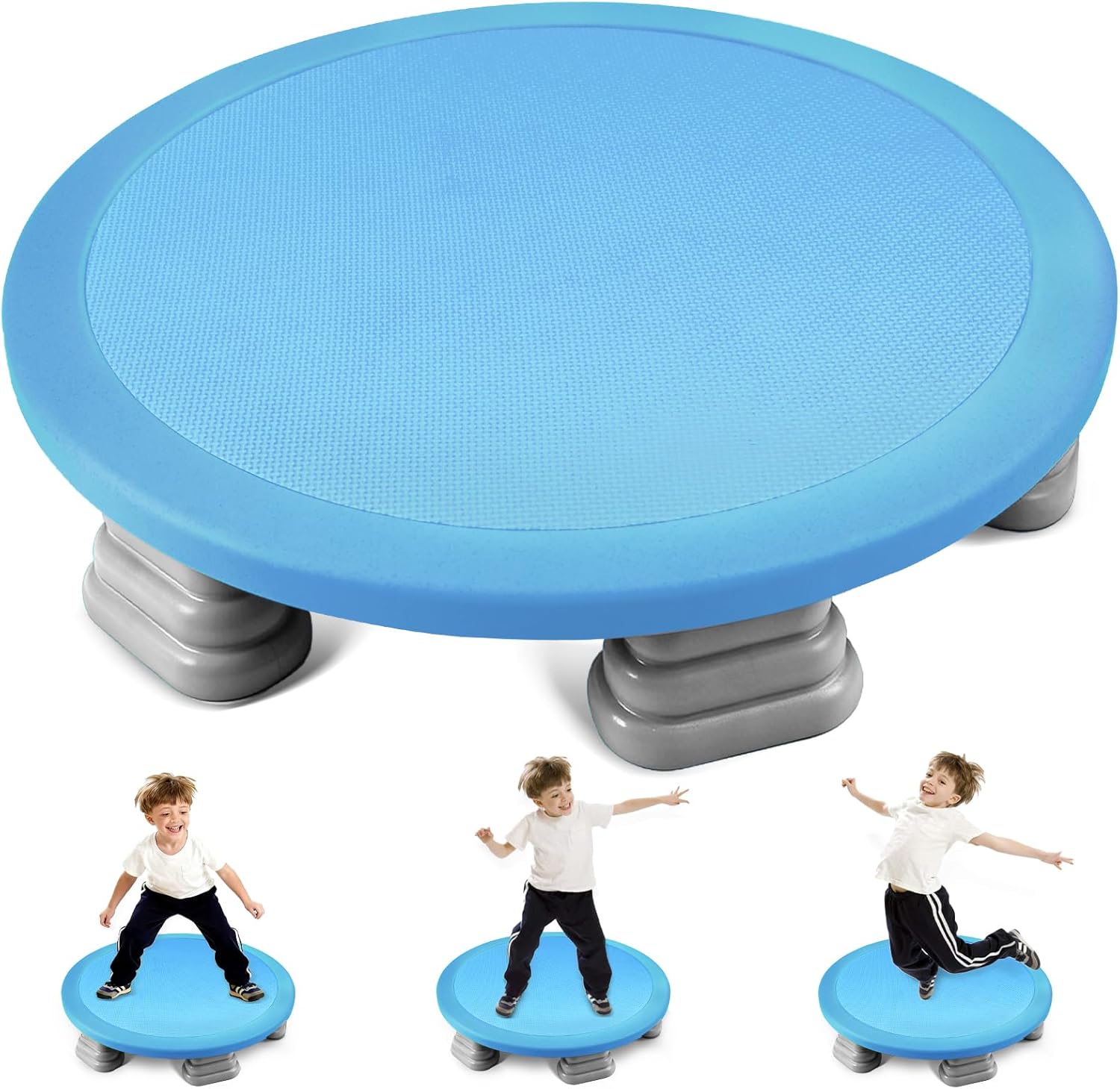 Kids Universal Trampoline Bounce Board ，Sensory Trampoline Indoor，Round Bounce Trampoline with Non-Slip Base，Bounce Board for Kids，Kids Sensory Balance Training Equipment
