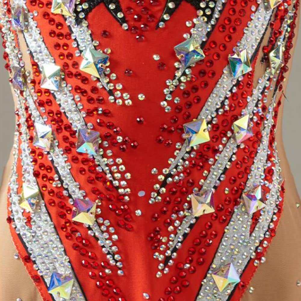 LIUHUO Beautiful Color Strip Diamond Artistics Gymnastics Leotards Women's Handmade