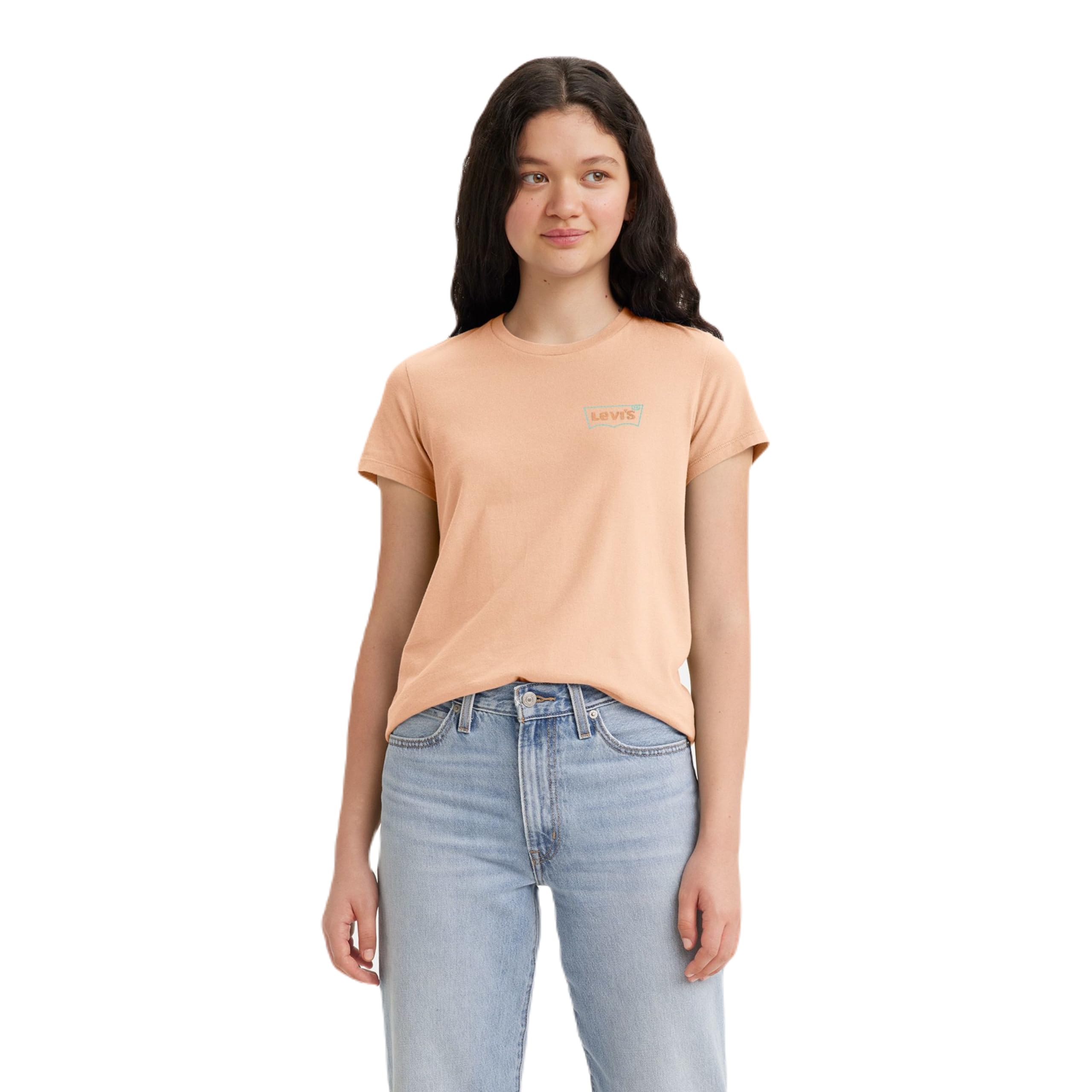 Levi's Women's The Perfect Tee- Chest Batwing Logo T-Shirt, Cross Stitch Bw Pale, L