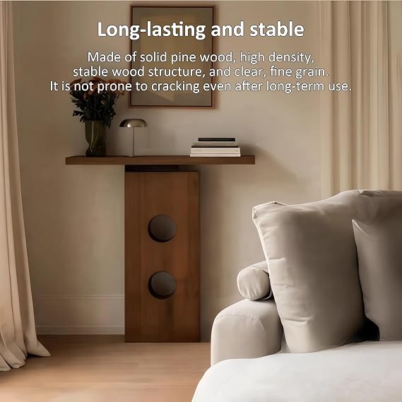 Solid Wood Entryway Table,Long Console Table,With a translucent grain, a wide countertop,and a solid wood frame that is resistant to cracking,for Living Room, Hallway.(Brown,80 * 25 * 85cm)