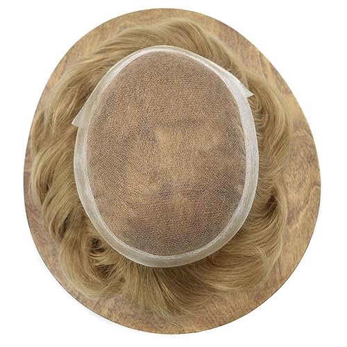 Vista 126 de Toupee for Men Real Human Hair Piece French Lace with Poly Skin Around Hair System 8x10 inch Mens Toupee Hair Unit Protesis Capilar Para