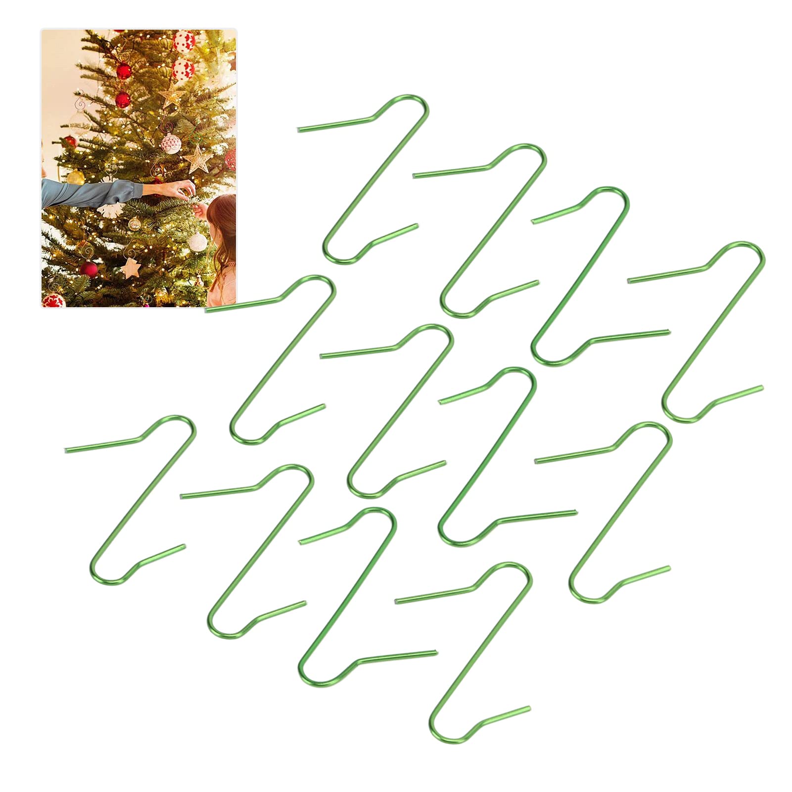 TOOLSGO 100 Pcs Green S Hooks Christmas Ornament Hooks Versatile Holiday Decoration Hangers for Tree Festive Decor Small Items