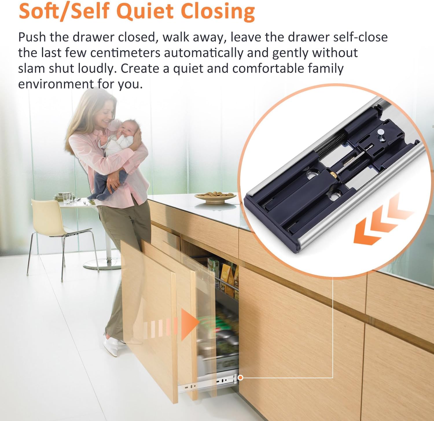 Soft Close Drawer Slides Ball Bearing 3 Folds Full Extension Side Mount Cabinet Runners Glides Rails Track 100 Lbs Load 10 12 14 16 18 20 22 24 Inch(Soft Close-10Prs,14inch)