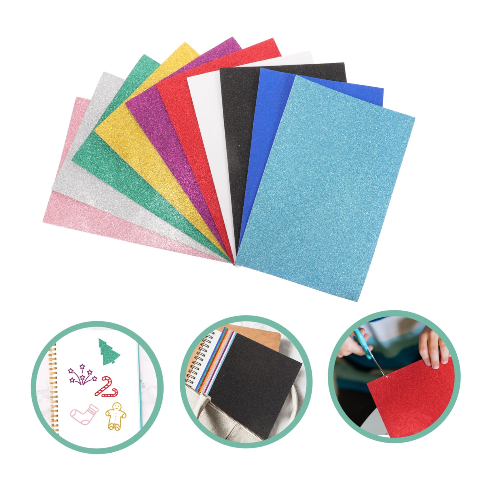 Mluchee 10 Fogli Di Schiuma Glitterata A4 Autoadesiva, 30x20 Cm, Per Scrapbooking E Decorazioni Fai Da Te – Verde