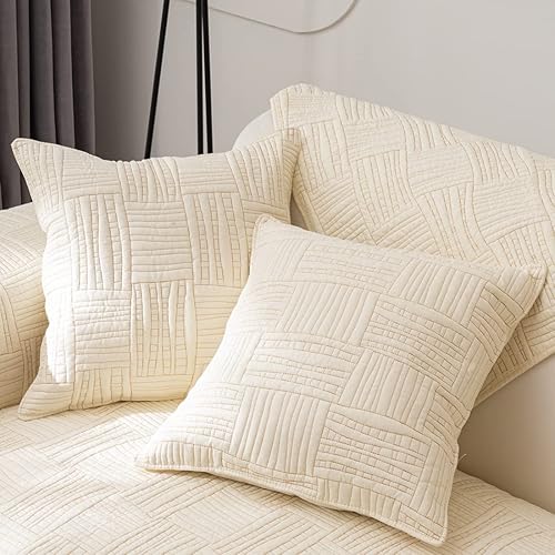 Miniatura 45 de Funda de Sofá Estilo Granja Color Sólido Neutro Funda de Sofá de Algodón Suave Acolchado Fundas para Sofá Seccional Antideslizante Lavable Forro de