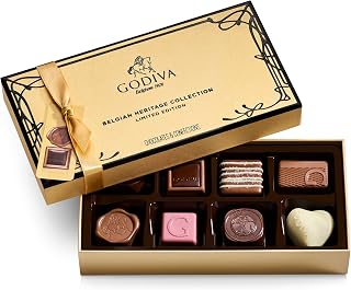 Heritage Collection – 8-Piece Assorted Belgian Chocolate Gift Box – Dark, Milk and White Gourmet Chocolates, Elegant Gold Box Ideal for Gifting