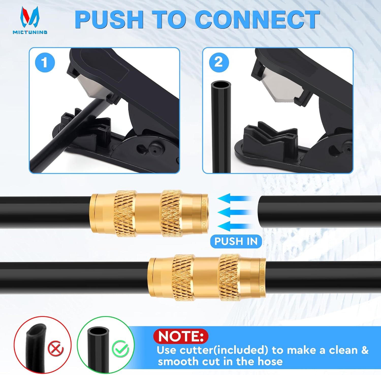 MICTUNING 43 Pcs Brass Dot Air Brake Line Fittings Assortment Kit, 1/8", "1/4", "3/8", "1/2" Push to Quick Connect & NPT Thread Tube Hose Fittings Repair Kit for Truck or Industrial System