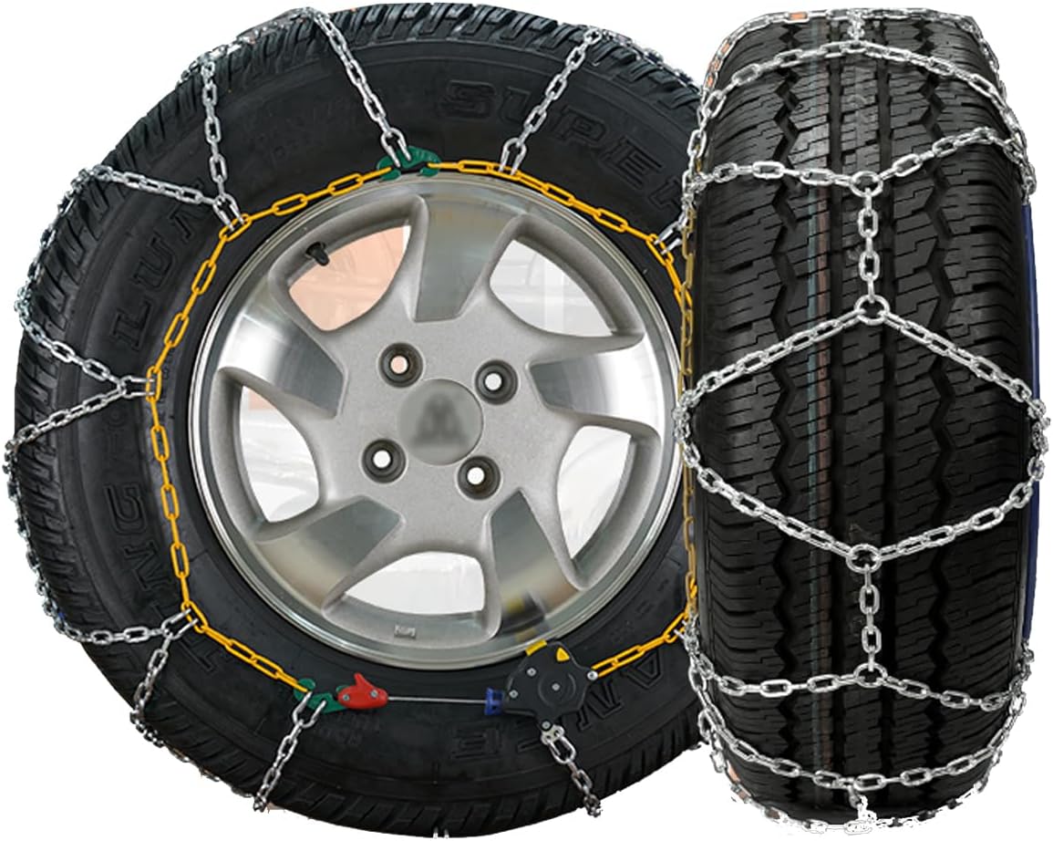 Heavy Duty Snow Chains Automatic Tightening Tire Chains Thickened Manganese steel Emergency Tire Traction Chain Fit for Pickup Trucks and Off-road SUV Car Tires - Set of 2 275/40 R22